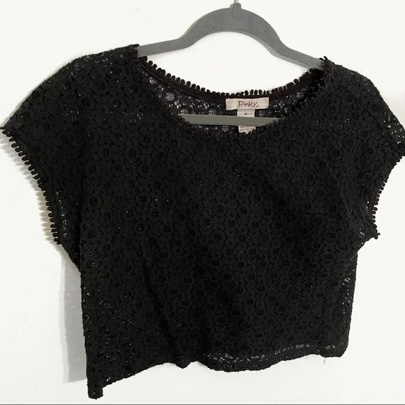 Black See-Through Crop Top - M - Picture 2 of 3